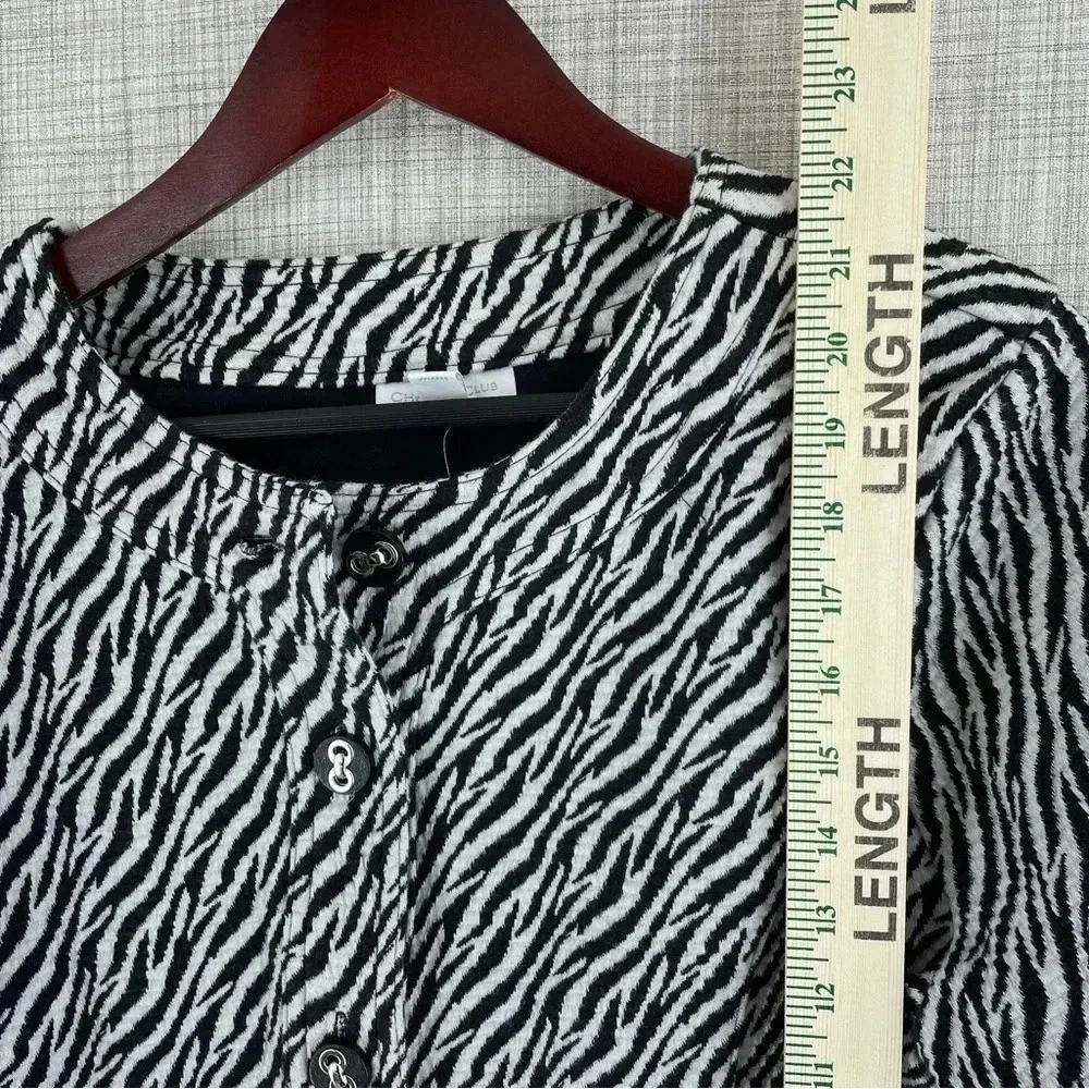 Charter Club Womens Size L button up jacket zebra print 1922